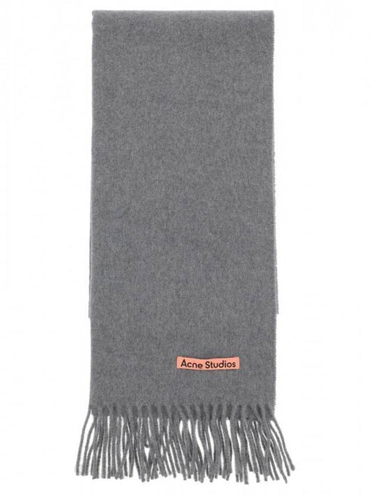 Logo Fringe Cashmere Muffler Melange Grey - ACNE STUDIOS - BALAAN 1