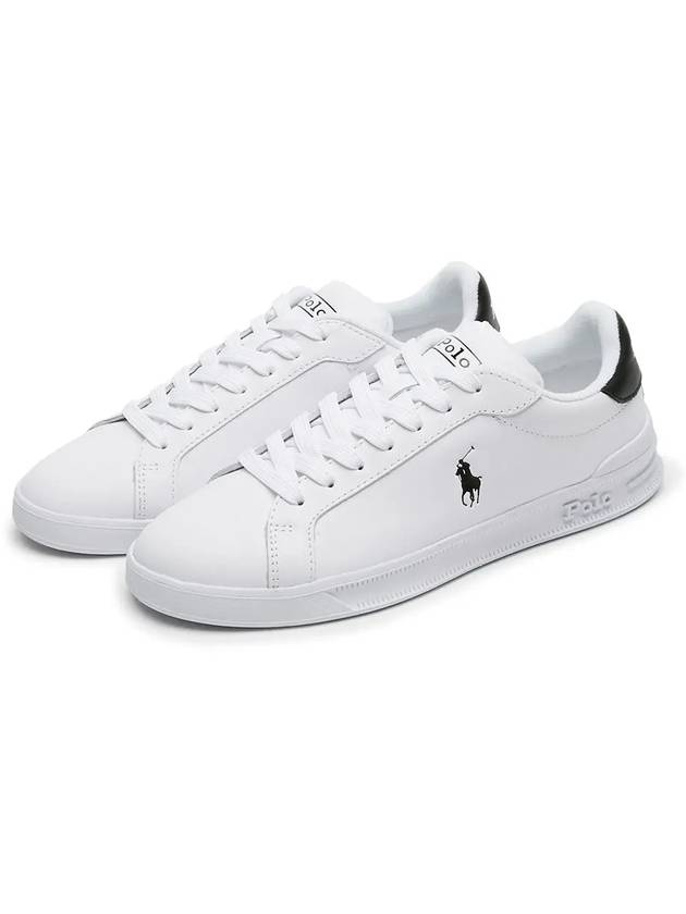 Logo Leather Low Top Sneakers Black Tab White - POLO RALPH LAUREN - BALAAN 4