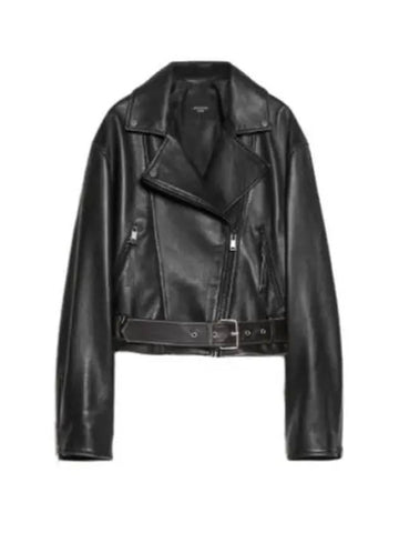 Saletta Leather Biker Jacket Black - MAX MARA - BALAAN 1