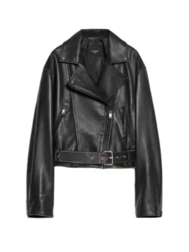 Saletta Leather Biker Jacket Black - MAX MARA - BALAAN 2