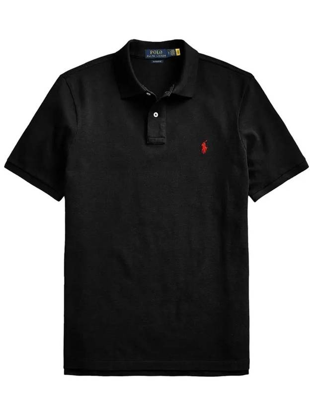 Embroidery Red Pony Short Sleeve Polo Shirt Black - POLO RALPH LAUREN - BALAAN 3