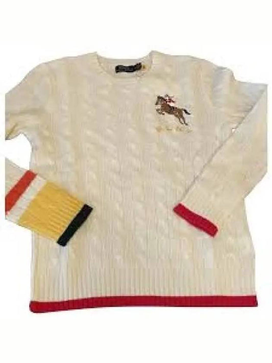 Points W Wool Cashmere Cable Knit Sweater White - POLO RALPH LAUREN - BALAAN 1