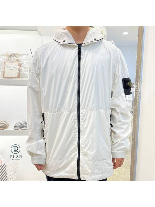 Wappen Patch Skin Touch Nylon Hooded Jacket White - STONE ISLAND - BALAAN 2