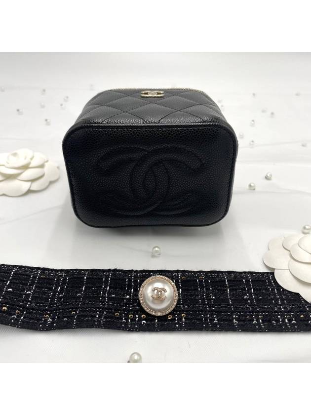 Classic CC logo vanity square cosmetic bag caviar black cross gold AP1340 - CHANEL - BALAAN 6