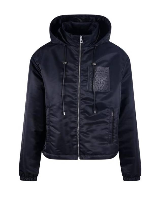 Anagram Drawstring Padded Hooded Jacket Black - LOEWE - BALAAN 2