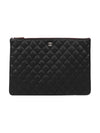 Large Classic Caviar Silver Logo Clutch Bag Black - CHANEL - BALAAN 2