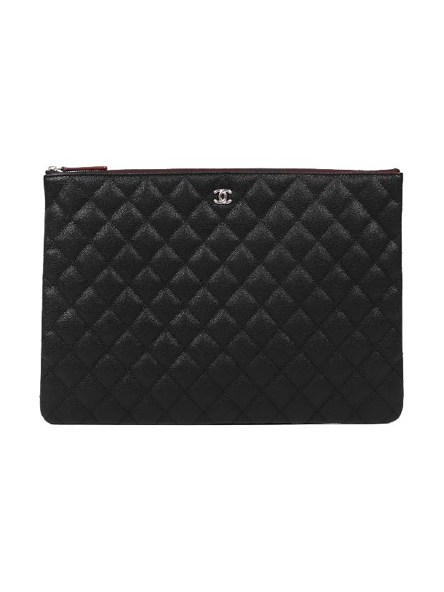 Large Classic Caviar Silver Logo Clutch Bag Black - CHANEL - BALAAN 2