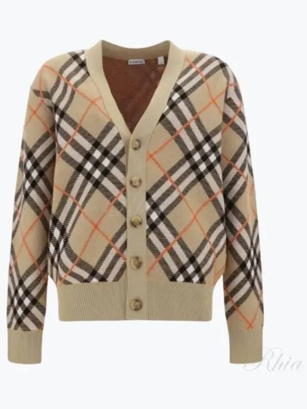 Check Wool Mohair Blend Cardigan Sand - BURBERRY - BALAAN 2