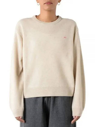 Logo Patch Wool Pullover Knitwear DTD0027 LMW OATMEAL - DANTON - BALAAN 1