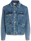 Jango Embroidered Logo Denim Jacket Blue - ISABEL MARANT - BALAAN 3