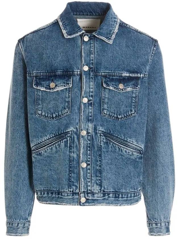 Jango Embroidered Logo Denim Jacket Blue - ISABEL MARANT - BALAAN 2