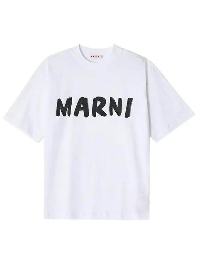 Logo Lettering Boxy Fit Short Sleeve T-Shirt White - MARNI - BALAAN 2