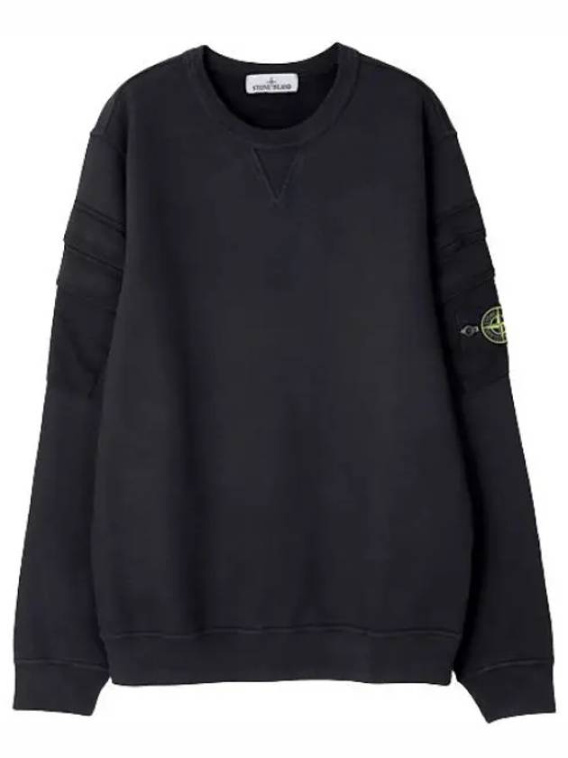 Brushed cotton fleece double pocket crew neck sweatshirt regular fit men - STONE ISLAND - BALAAN 1