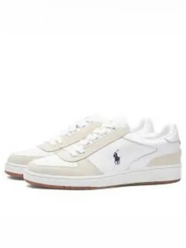 Embroidery Pony Logo Coat Leather Suede Low Top Sneakers White - POLO RALPH LAUREN - BALAAN 2