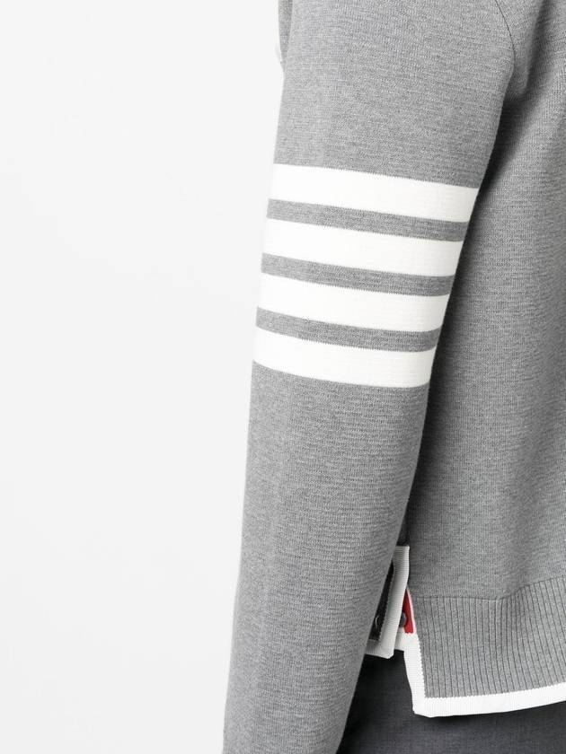 Milano Stitch 4-Bar Boxy Crew Neck Pullover Knit Top Grey - THOM BROWNE - BALAAN 5