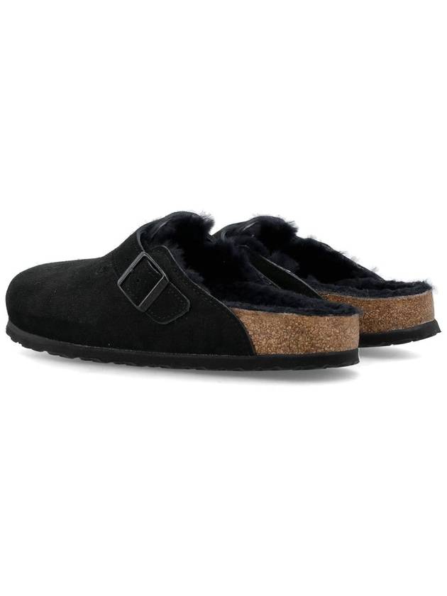 Boston Shearling Suede Slippers Black - BIRKENSTOCK - BALAAN 5