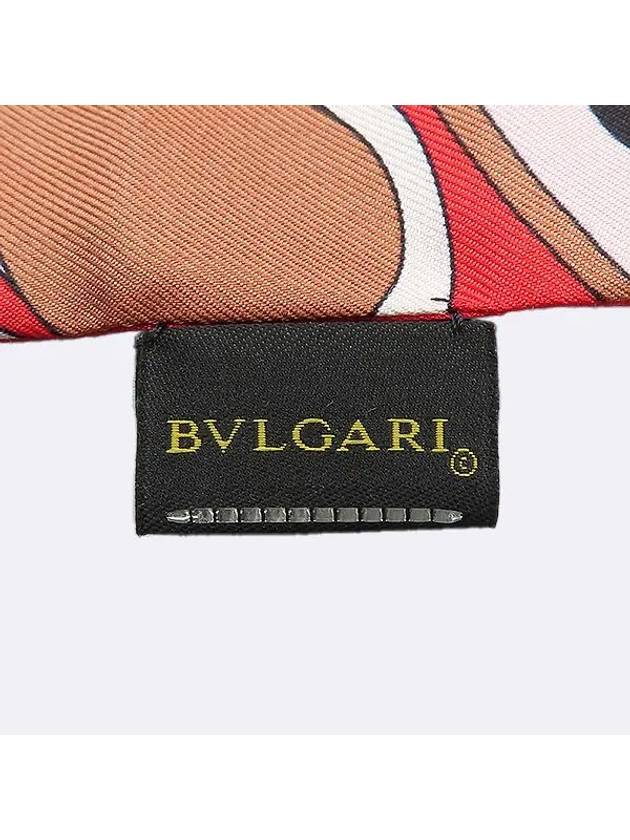 Red green color silk 100 pattern logo twilly scarf - BVLGARI - BALAAN 3