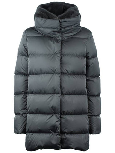 Herno Long Down Jacket With Faux Fur Hood Gray - HERNO - BALAAN 1