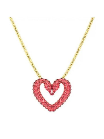 Una Small Heart Pendant Necklace Gold Red - SWAROVSKI - BALAAN 1