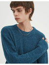 Crew neck rib knit sweater melange blue - BLONDNINE - BALAAN 7