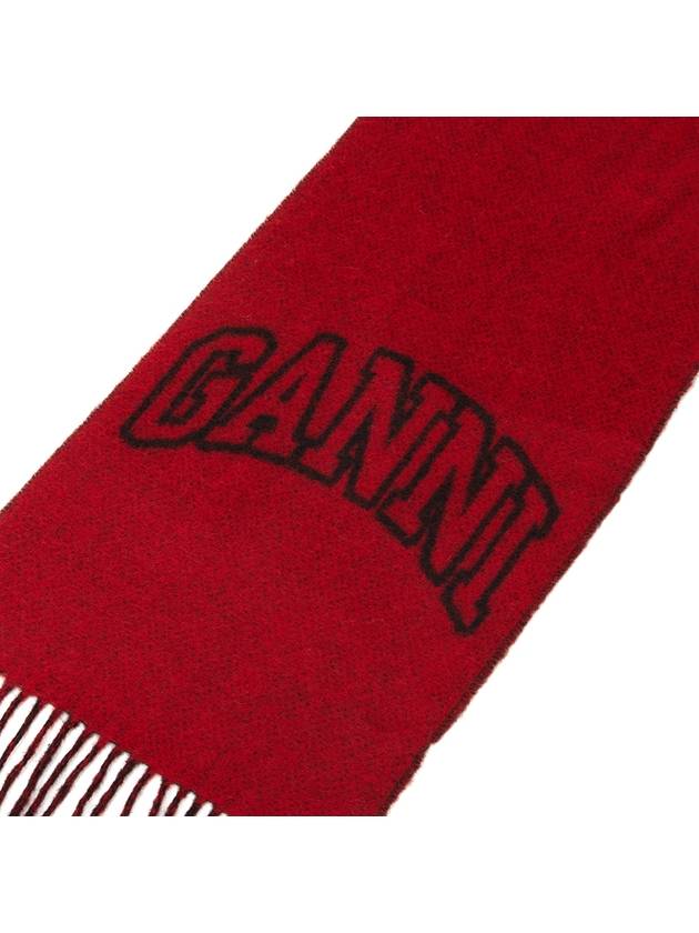 Fringe Wool Scarf Red Black - GANNI - BALAAN 7