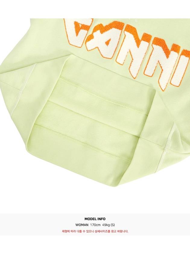 Isoli Logo Print Crew Neck Sweatshirt Green - GANNI - BALAAN.