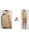 Collar Button Zipper Hooded Jacket Beige - TEN C - BALAAN 7