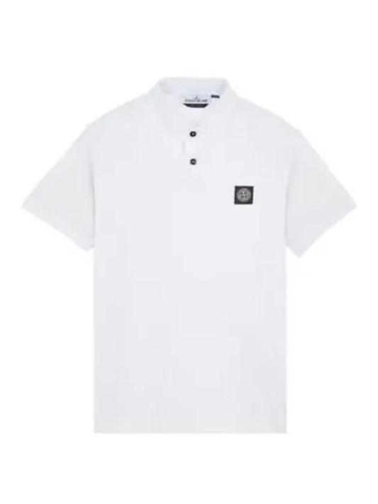 Pique Stretch Cotton Short Sleeve Polo Shirt White - STONE ISLAND - BALAAN 2