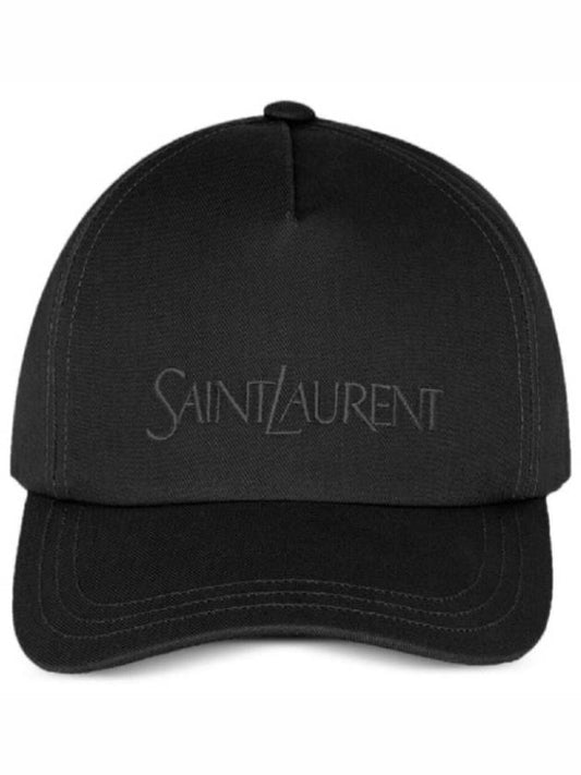 Embroidered Logo Gabardine Weave Cotton Ball Cap Black - SAINT LAURENT - BALAAN 2