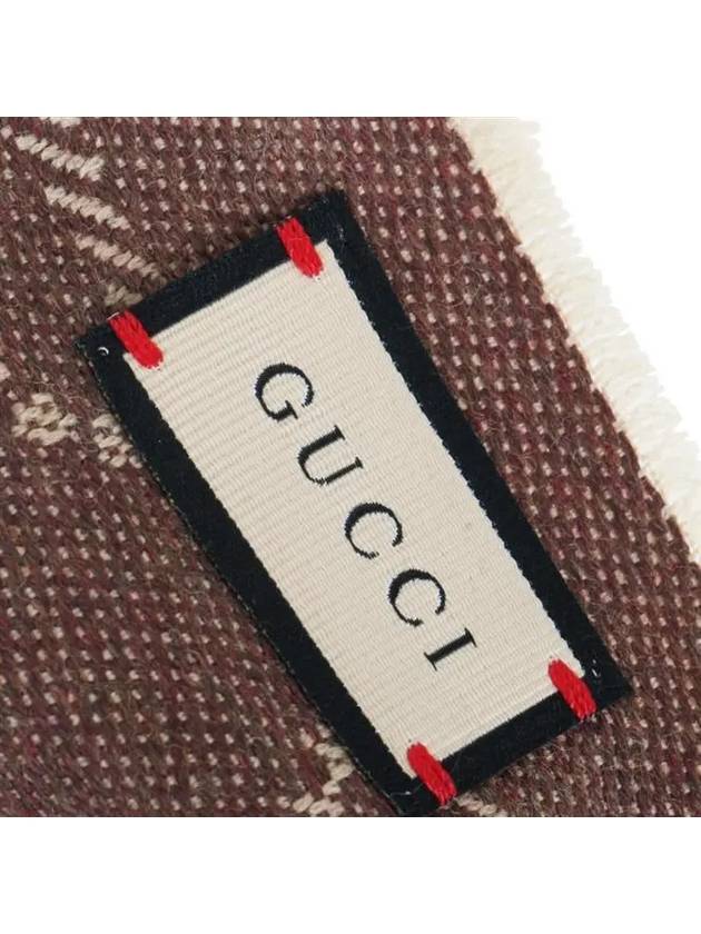 GG Jacquard Pattern Knit Muffler Light Brown - GUCCI - BALAAN 7