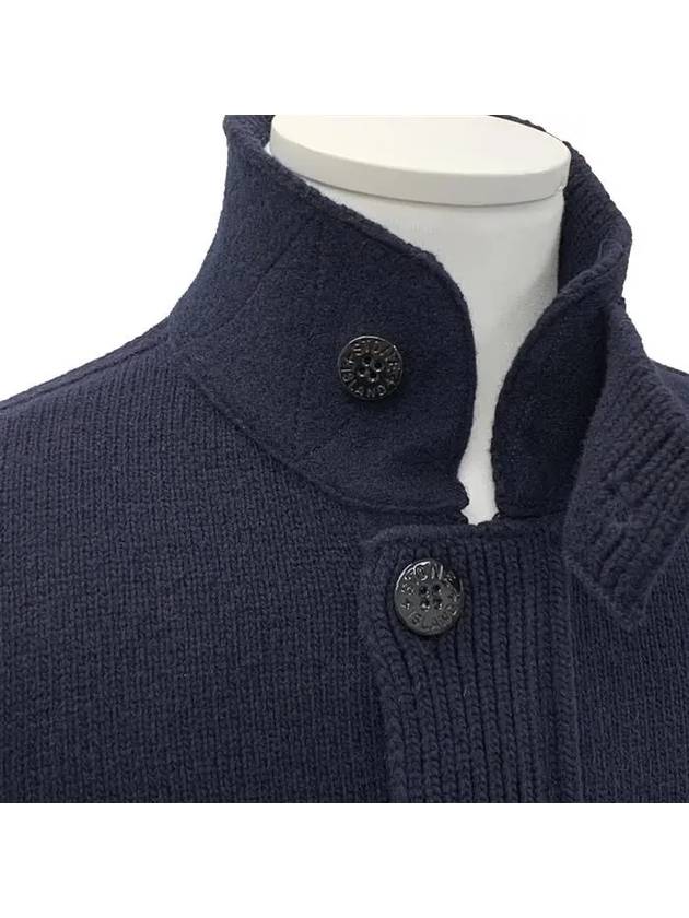 Wappen High Neck Button Up Wool Cardigan Navy - STONE ISLAND - BALAAN 5