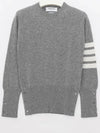 Women's 4 Bar Classic Cashmere Pullover Knit Top Light Grey - THOM BROWNE - BALAAN.