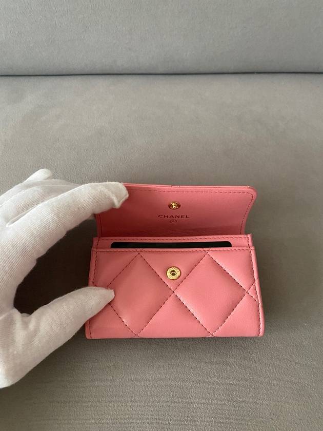 19 Snap Card Wallet Lambskin Coral Pink Gold Plated AP1790 - CHANEL - BALAAN 7