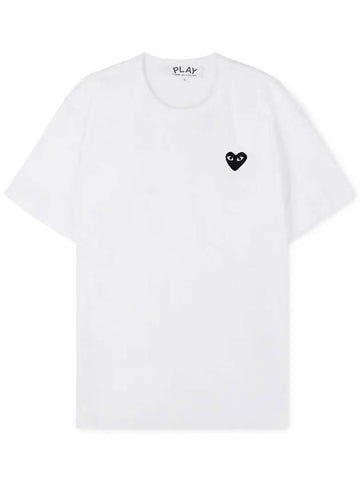 Comme des Garçons Men's Heart Wappen White Short Sleeve T-Shirt AZ T064 051 2 - COMME DES GARCONS PLAY - BALAAN 1