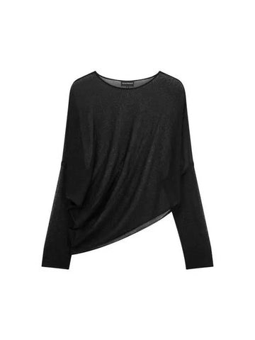 Women s Glitter Sheer Drape Knit Black - EMPORIO ARMANI - BALAAN 1