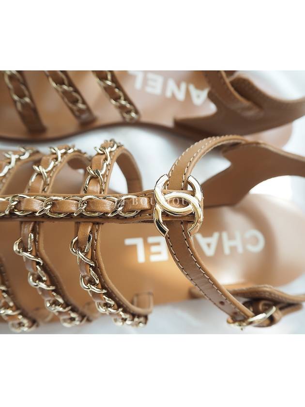 CC Logo Chain Strap Sandals Brown G40077 - CHANEL - BALAAN 6