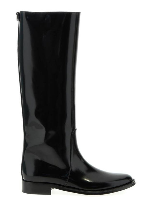 Hunt Leather Long Boots Black - SAINT LAURENT - BALAAN 1