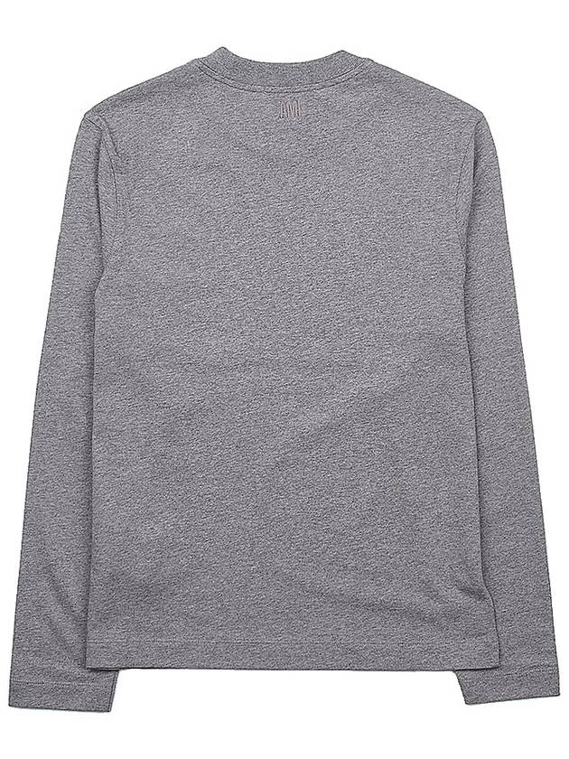 Chain Stitch Heart Logo Long Sleeve T-Shirt Heather Grey - AMI - BALAAN 3