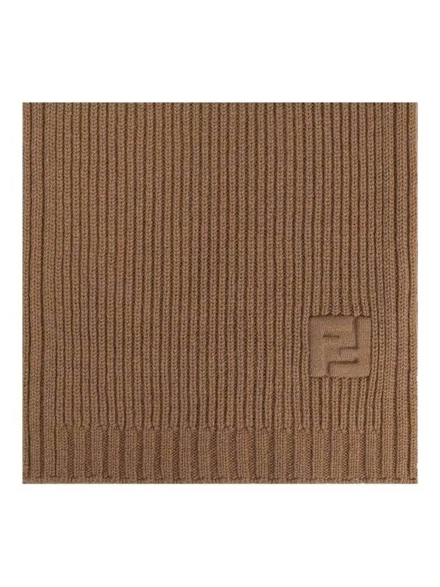 Fendi FF logo embossed rib knit scarf - FENDI - BALAAN 1