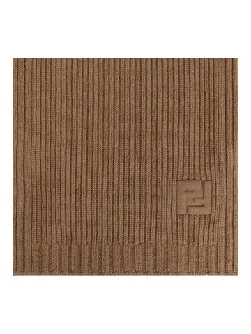 Fendi FF logo embossed rib knit scarf - FENDI - BALAAN 1