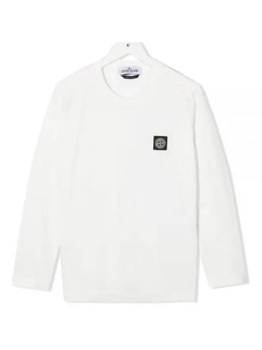 Kids Logo Crew Neck Long Sleeve T-Shirt White - STONE ISLAND - BALAAN 1