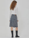 denim tuck vintage midi skirt indigo - RYUL+WAI: - BALAAN 4