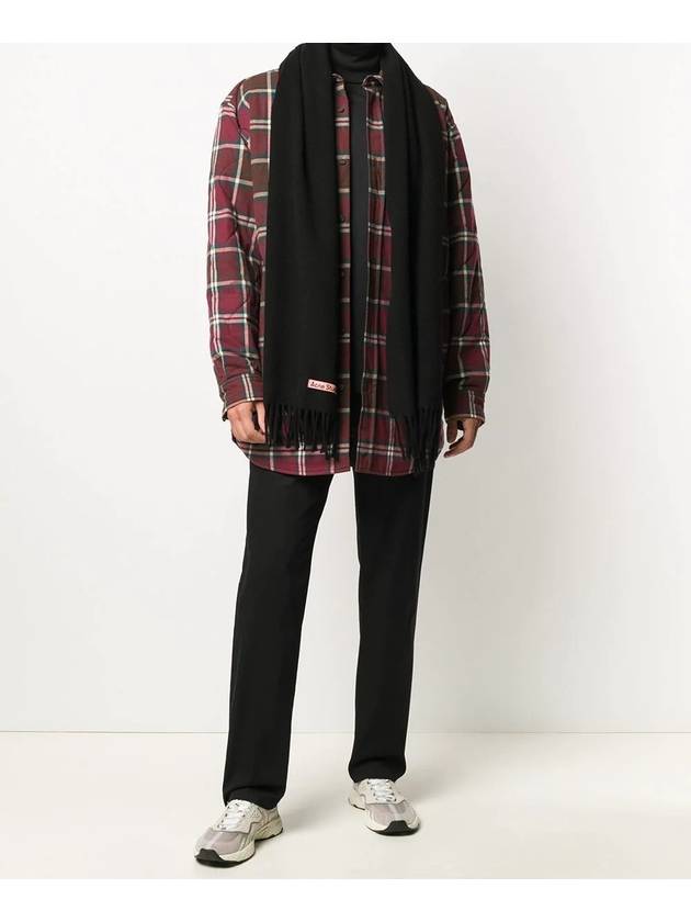 Studios Slim Wool Fringe Muffler Black - ACNE STUDIOS - BALAAN.