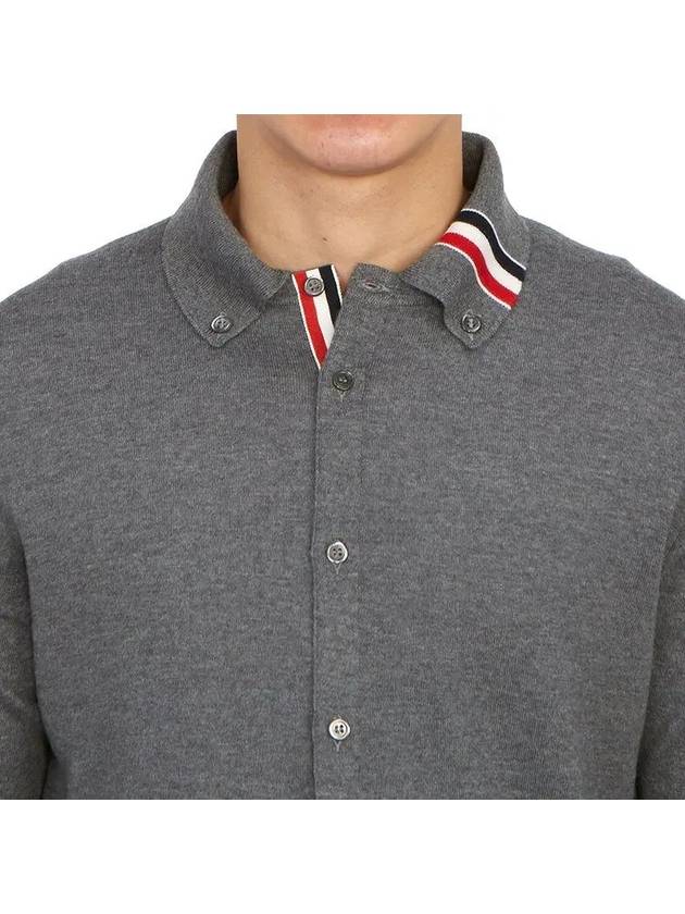 Stripe Merino Jersey Cardigan Medium Grey - THOM BROWNE - BALAAN 3