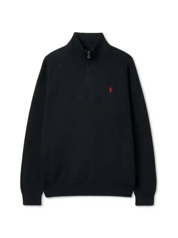 Cotton Quarter Zip Sweater Black - POLO RALPH LAUREN - BALAAN 1