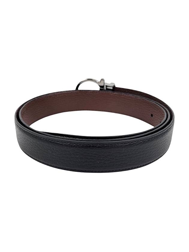 Gancini Reversible Leather Belt Black Brown - SALVATORE FERRAGAMO - BALAAN 4