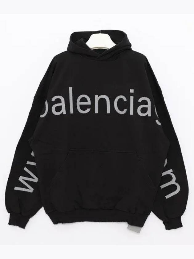 Logo Print Cotton Hoodie Black - BALENCIAGA - BALAAN 2