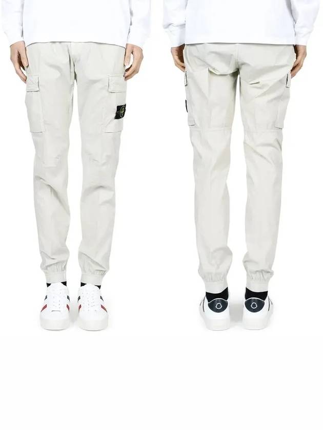 Stretch Cotton Tella Parachute Straight Pants Beige - STONE ISLAND - BALAAN 3