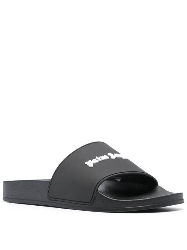 Embossed Logo Full Slider Slippers Black - PALM ANGELS - BALAAN 3