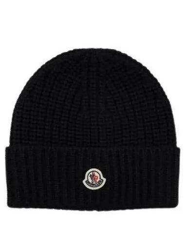 104022 Logo Patch Wool Beanie 3B00048 M1131 999 - MONCLER - BALAAN 1